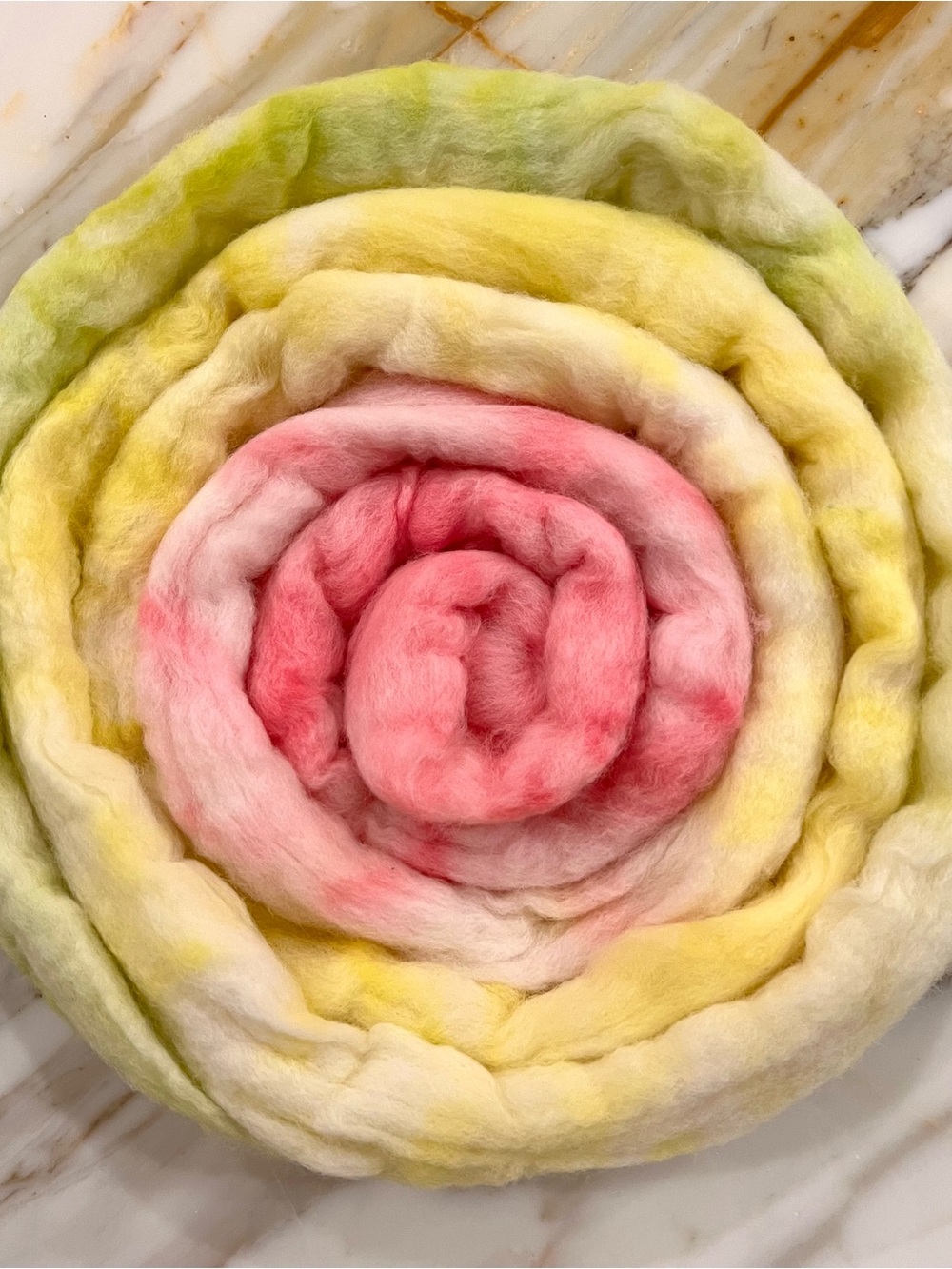 Hand Dyed Cheviot Wool Roving in Sakura Mochi